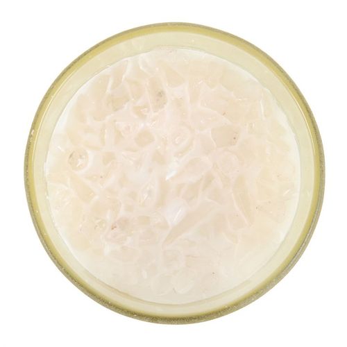 New Moon Wild Orange Manifestation Candle with Clear Quartz, featuring a frosted glass jar, copper lid, and elegant gold moon detail. Perfect for setting intentions and creating a calming atmosphere.